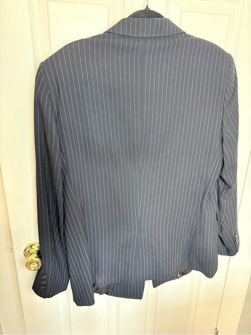 Vintage 1990s Emporio Armani Green Line Double-Breasted Pinstripe Blazer - Picture 9 of 11